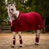 Abschwitzdecke Pferd Bordeaux Rosegold und Halfter Bordeaux mit Bestickung Name made in Germany auf Schimmel