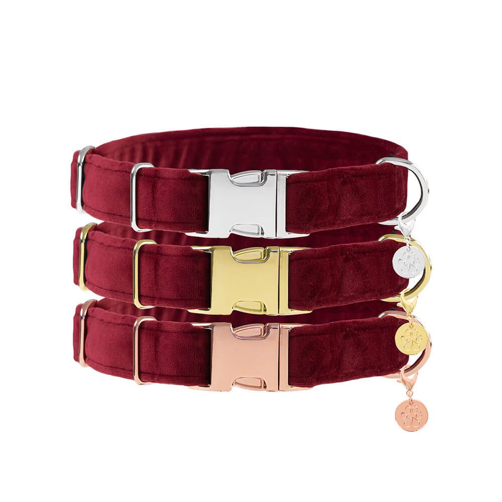 Hundehalsband Velvet Bordeaux
