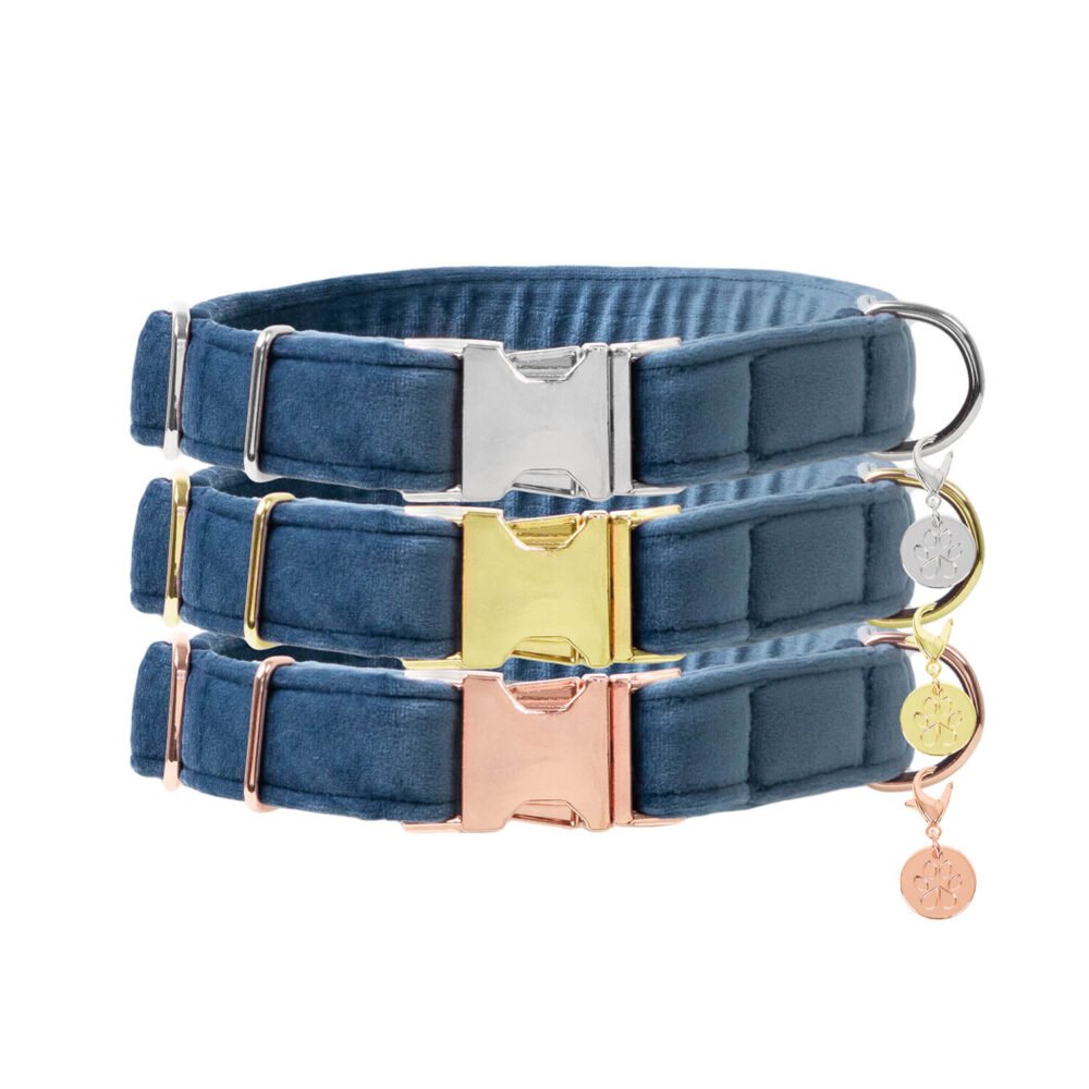 Hundehalsband Velvet Jeansblau